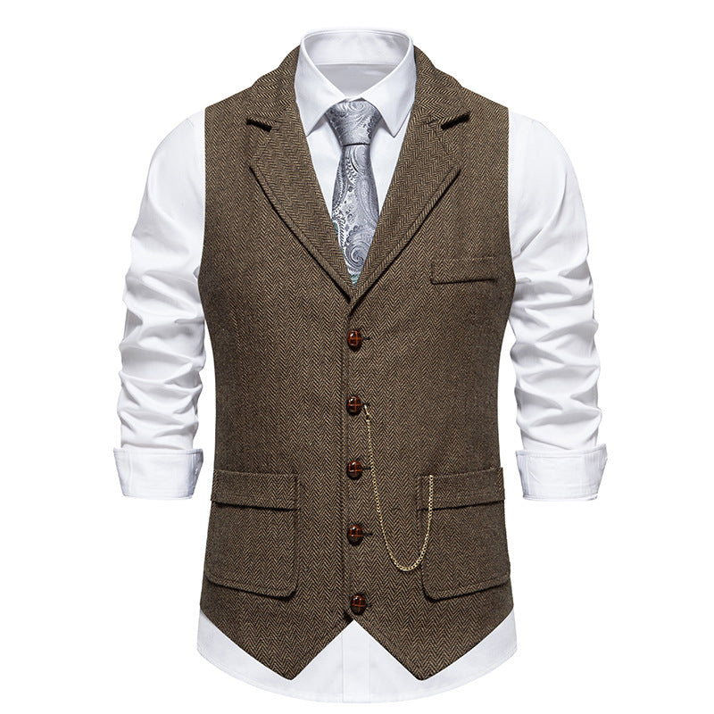 Herren Weste Hahnentrittmuster Elegant Schwarz