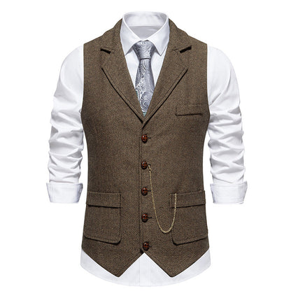 Herren Weste Hahnentrittmuster Elegant Schwarz