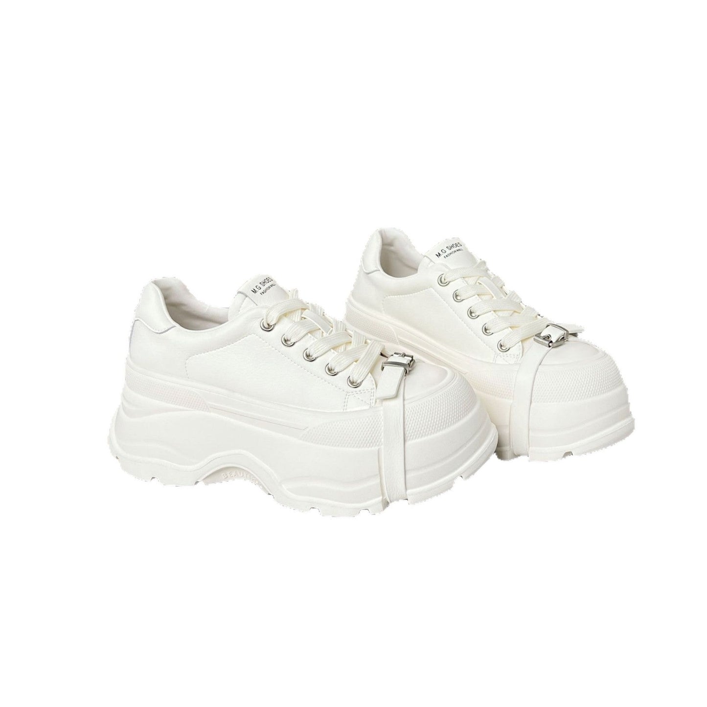 Damen Plateau Sneaker Sportlich Verstellbarer Riemen