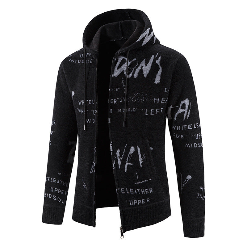 Herren Kapuzenjacke Graffiti Print Stretch