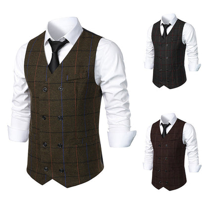 Herren elegante Karoweste mit doppelter Knopfleiste und klassischem Karo-Muster BerlinGlamour