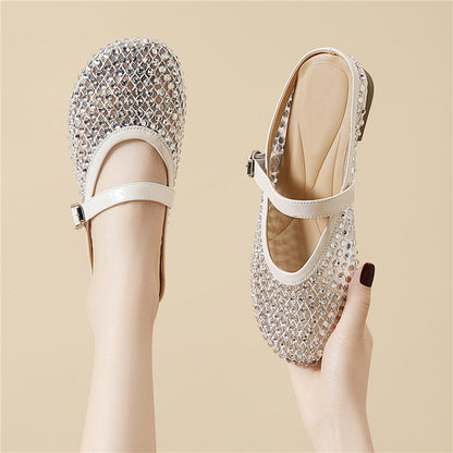 Damen Mokassins Elegante Schuhe mit Glitzersteinen