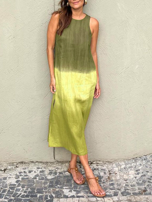 Sommerkleid Ärmellos Leinen Baumwolle Lang