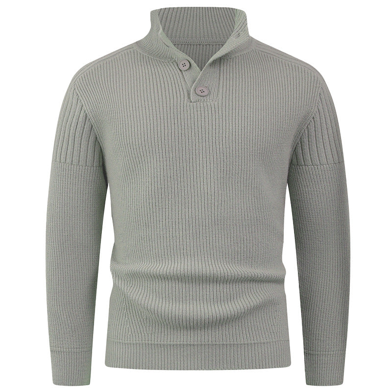 Herren Strickpullover Hochkragen Knopfdesign Modern