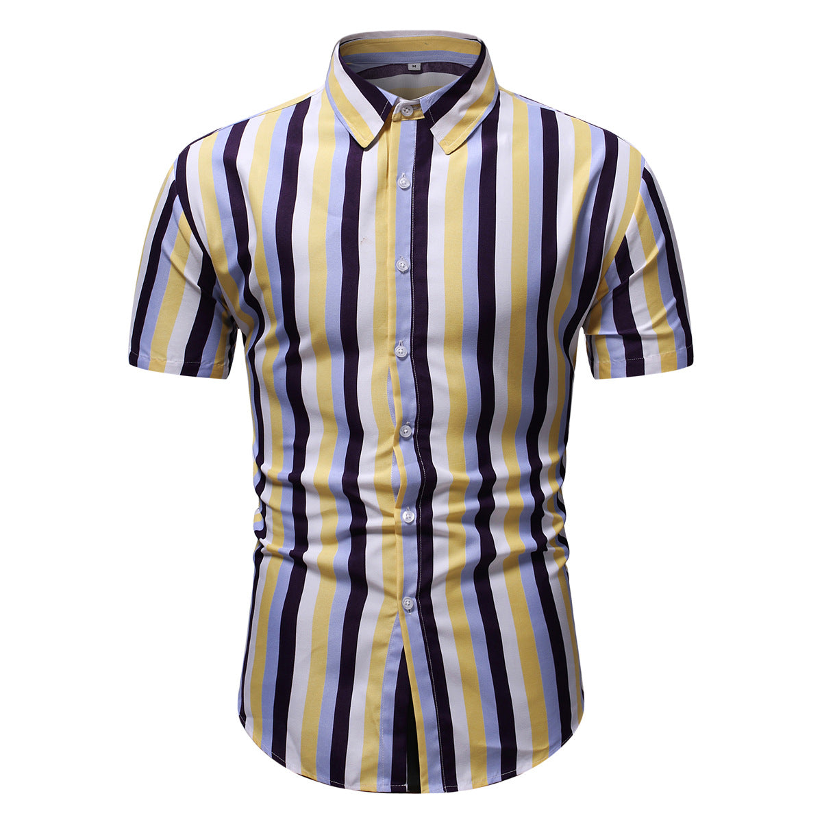 Herren Kurzarmhemd Streifenmuster Modern Slim Fit - BerlinGlamour