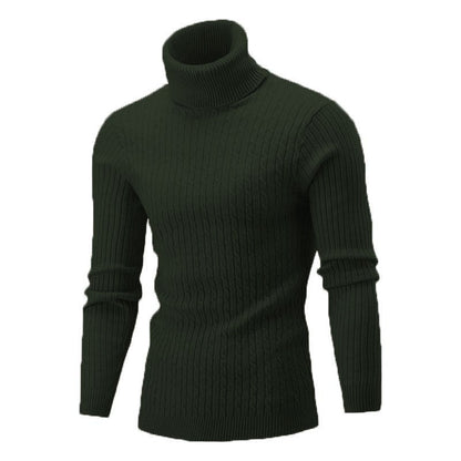 Herren Rollkragenpullover Strick Zopfmuster Eleganz