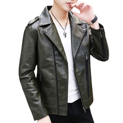 Herren Lederjacke Bikerstyle Schwarz Modern