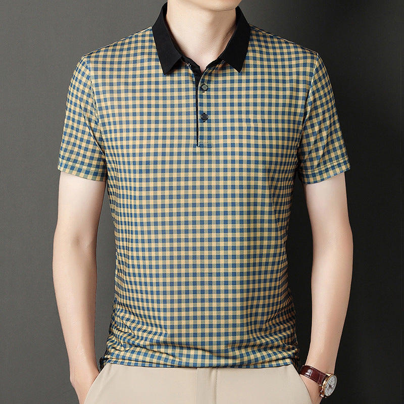 Herren Poloshirt Kariert Kontrastkragen Modern - BerlinGlamour