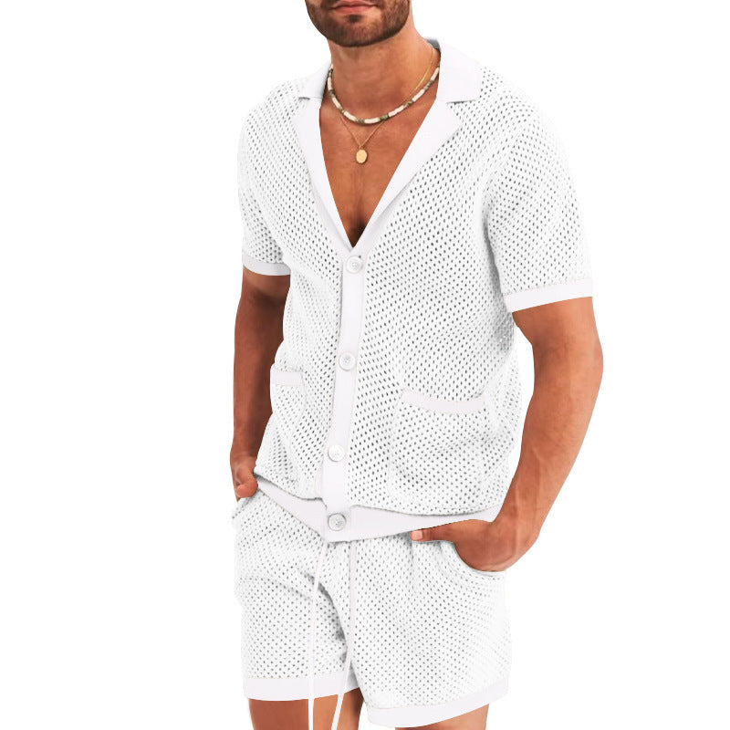 Herren Leichtes Sportset Kurzarm Hemd und Shorts atmungsaktiv