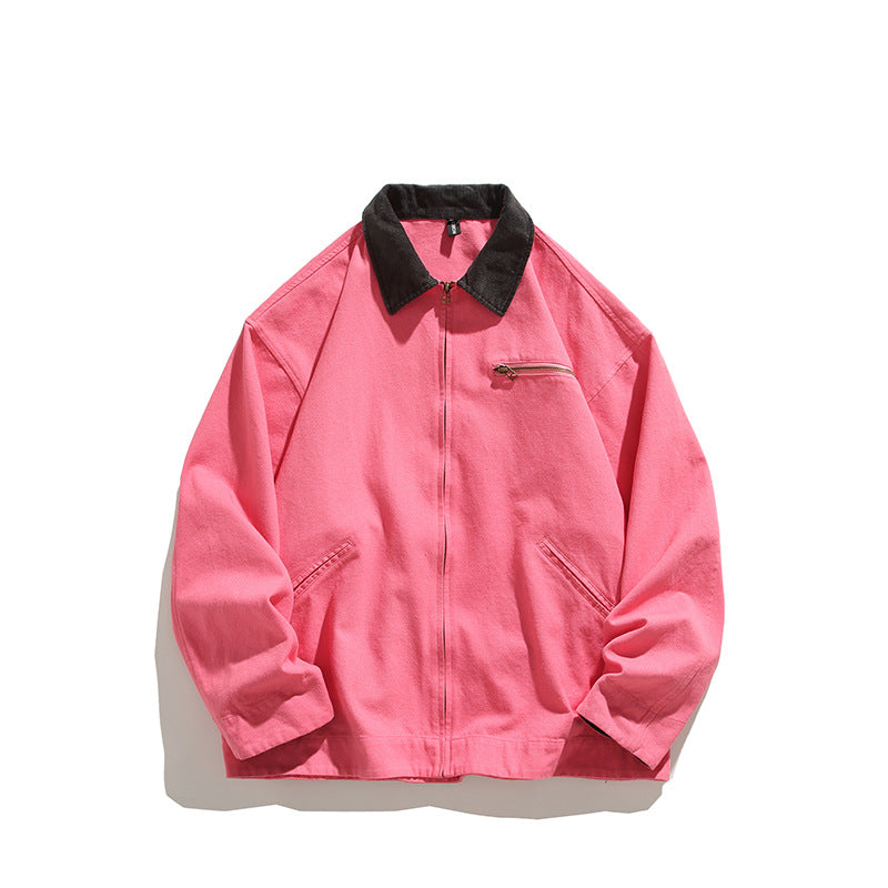 Herren Lederjacke Übergangsjacke Robust Mit Stehkragen