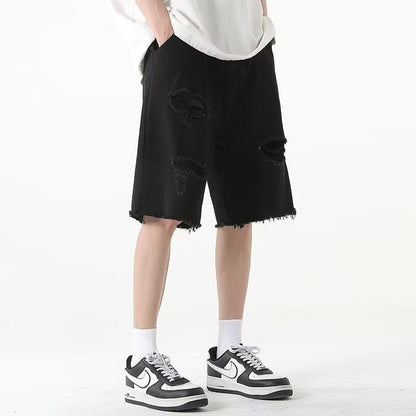 Herren Shorts Denim Rissig Lässig Modern