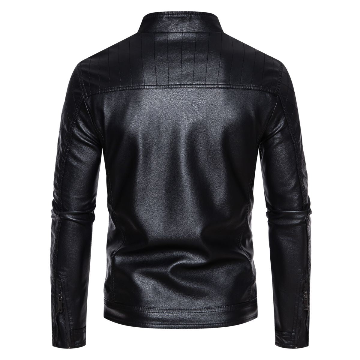 Herren Lederjacke Kunstleder Schwarz mit Nieten Schulterteil