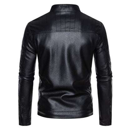 Herren Lederjacke Kunstleder Schwarz mit Nieten Schulterteil