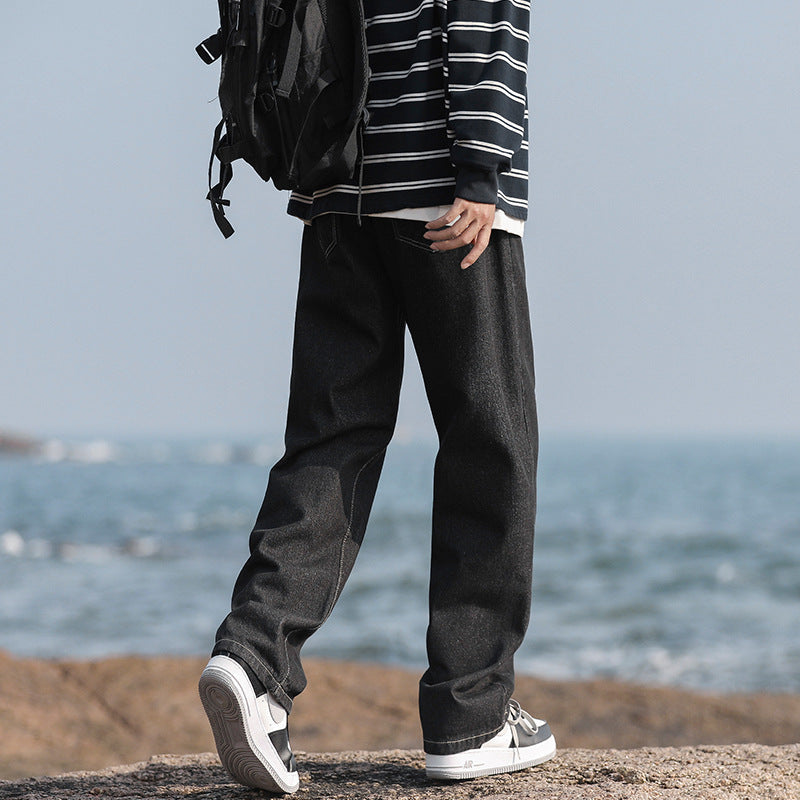 Herren Denim-Hose Locker Geschnitten Mit Taschen Modern