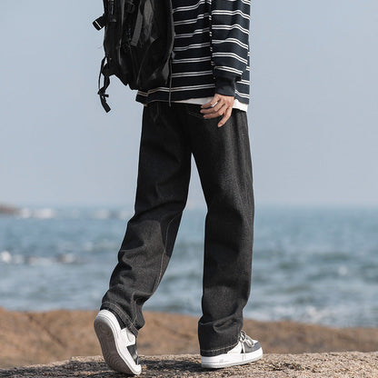 Herren Denim-Hose Locker Geschnitten Mit Taschen Modern