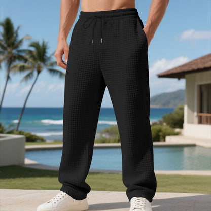 Herren Freizeithose Bequem Waffelstoff Elastisch Mit Taschen