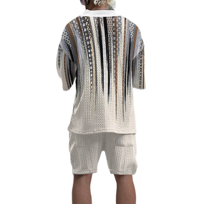 Herren Strickpulli Tiefes V mit Muster Modern