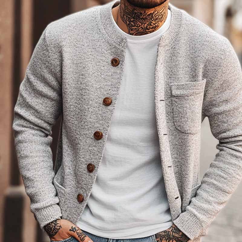 Herren Strickjacke Wolle Warm Gemütlich Winter