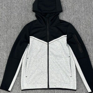 Herren Fleecejacke Sportlich mit Kapuze und Reißverschlusstaschen