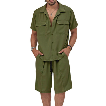 Herren Sommer Set Kurzarmhemd Bermuda Shorts Relaxed Fit
