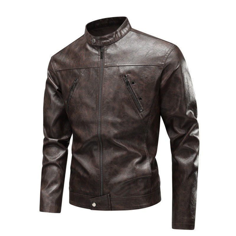 Lederjacke Herren BikerStyle mit Reißverschlusstaschen Schwarz Modern - BerlinGlamour