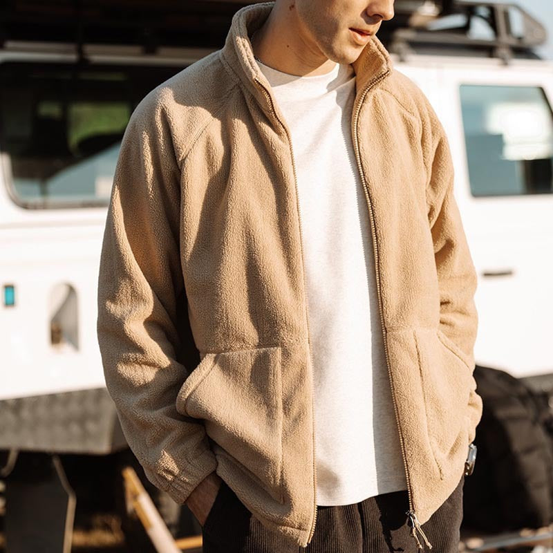 Herren Fleecejacke Warm mit Kragen und Taschen - BerlinGlamour