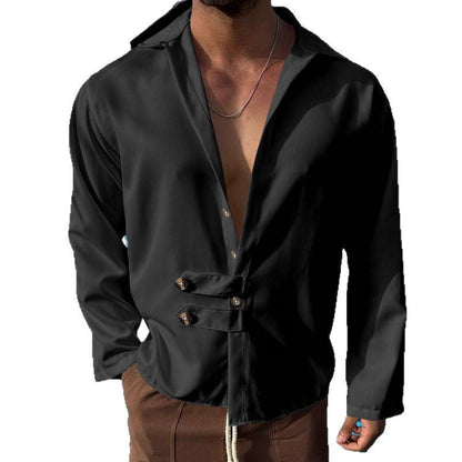 Herren Hemd Langarm Asymmetrischer Kragen Modern