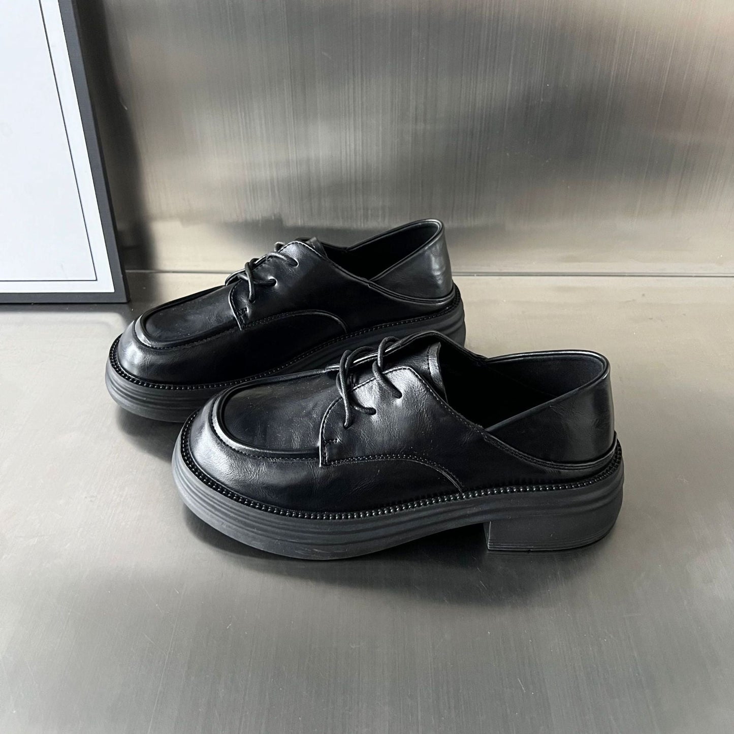 Damen Derby Schuhe Bequem Chunky Modisch