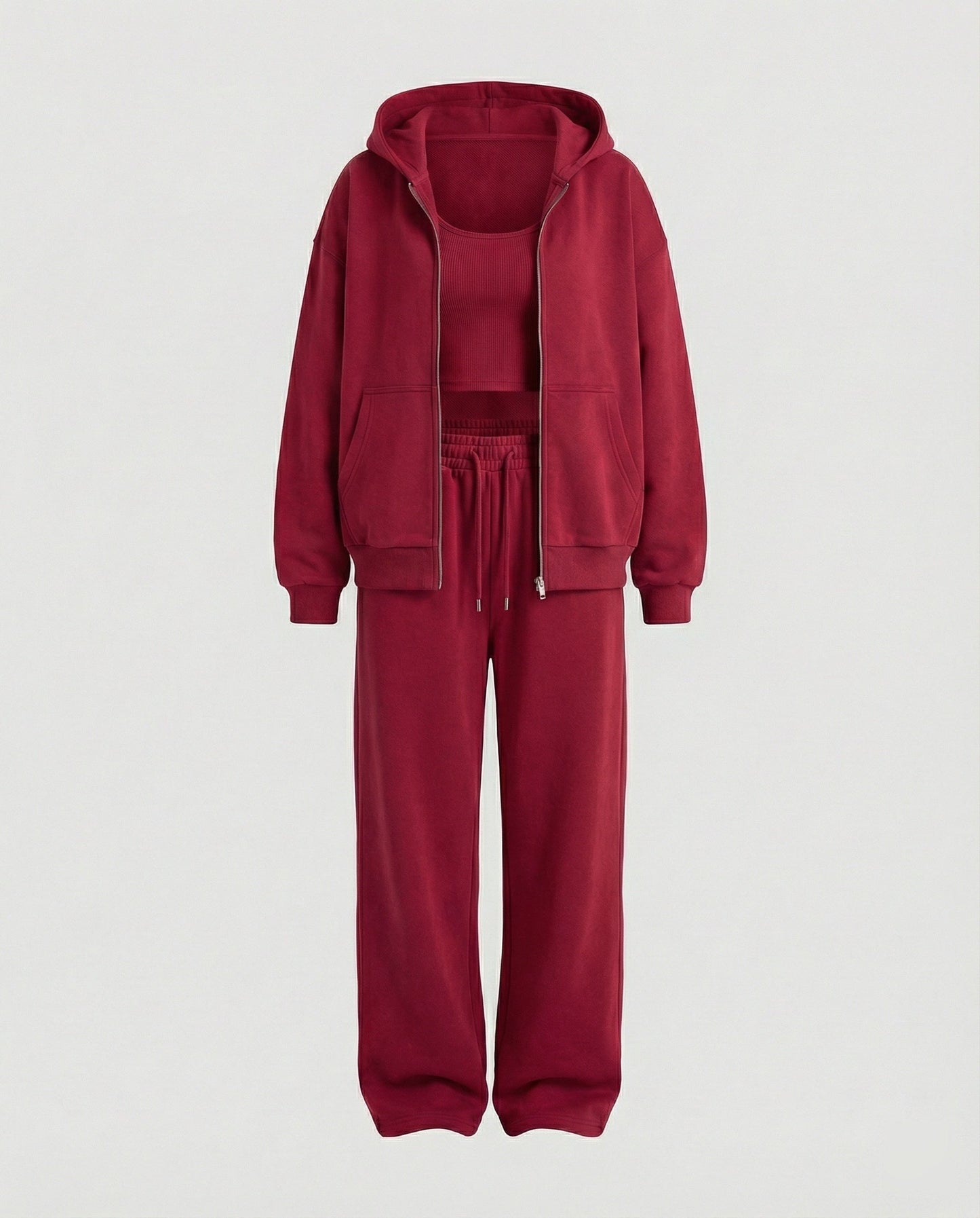 Damen Joggingset Velours Soft mit Hoodie und Kängurutasche