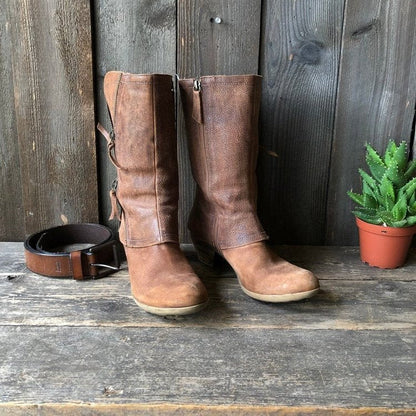 Damen Stiefel mit Reißverschluss Blockabsatz Komfortabel