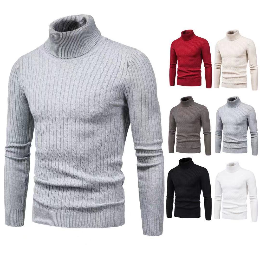 Herren Rollkragenpulli Strukturiert Zopfmuster Modern