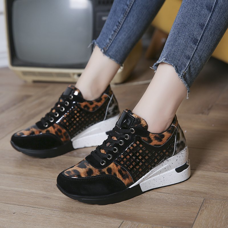 Damen Sneaker Leopard Print atmungsaktiv Mesh