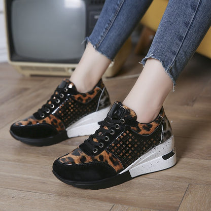 Damen Sneaker Leopard Print atmungsaktiv Mesh
