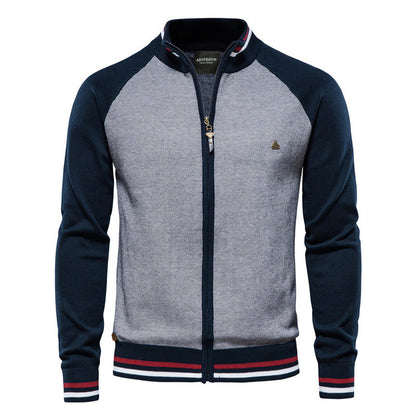 Strickjacke Herren Reißverschluss Stehkragen Modern