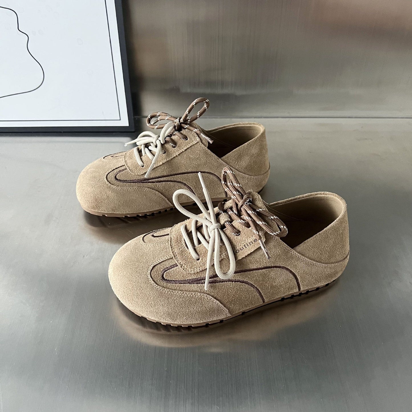 Damen Sneaker Wildleder Modisch Schnürsystem