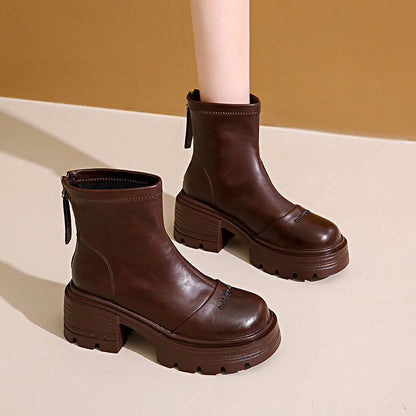 Damen Stiefel Ankle Boots Robust mit Reißverschluss