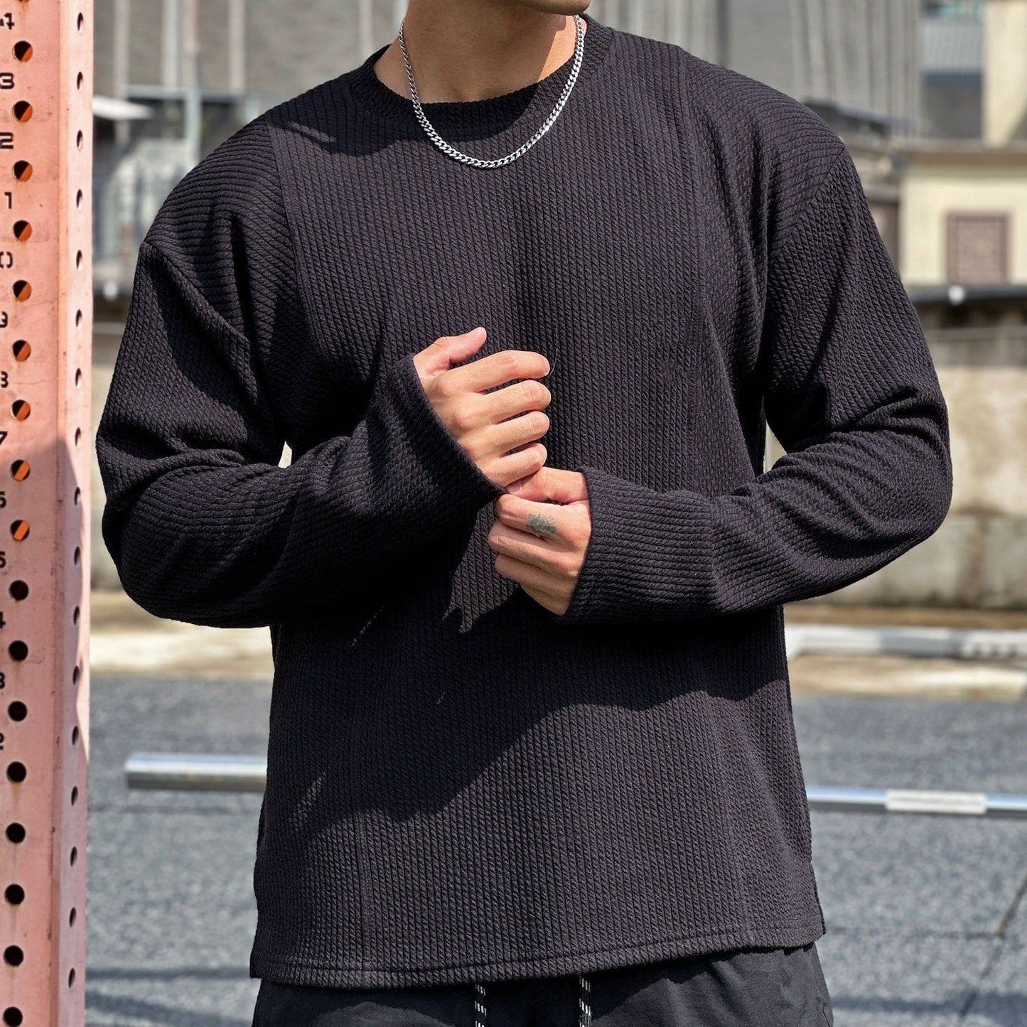 Herren Sweatshirt Lässig Strukturiert Mit Taschen