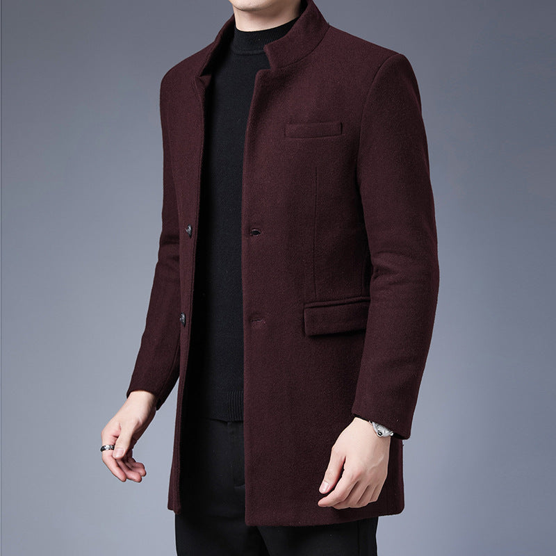 Eleganter Herren Wollmantel Schwarz Modern