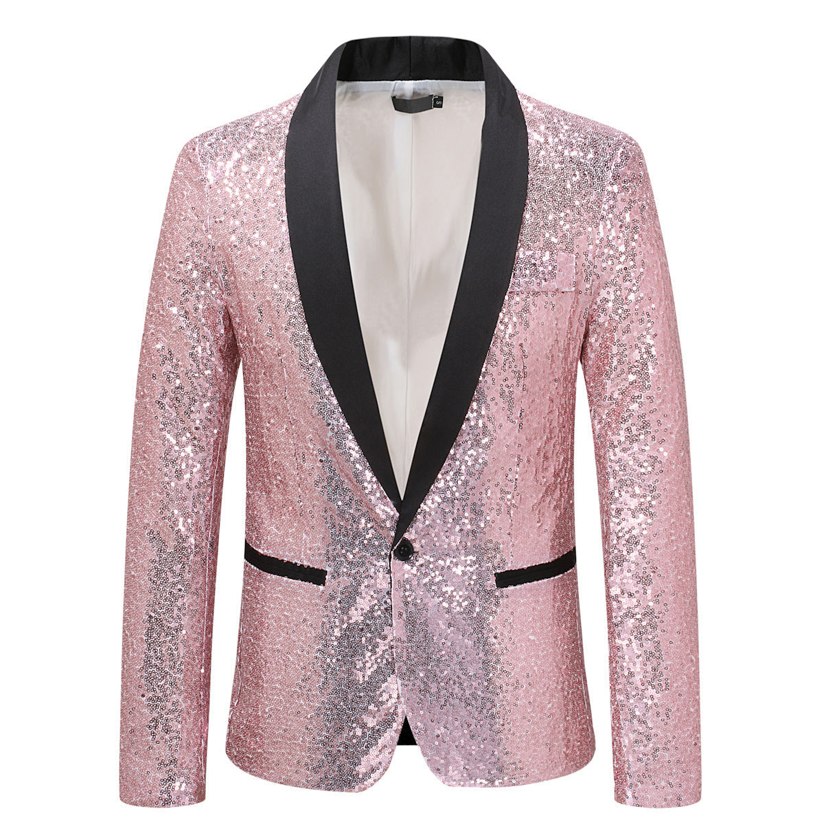 Herren Pailletten Blazer Schwarz Glitzernd Elegant