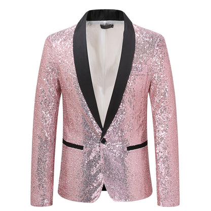 Herren Pailletten Blazer Schwarz Glitzernd Elegant