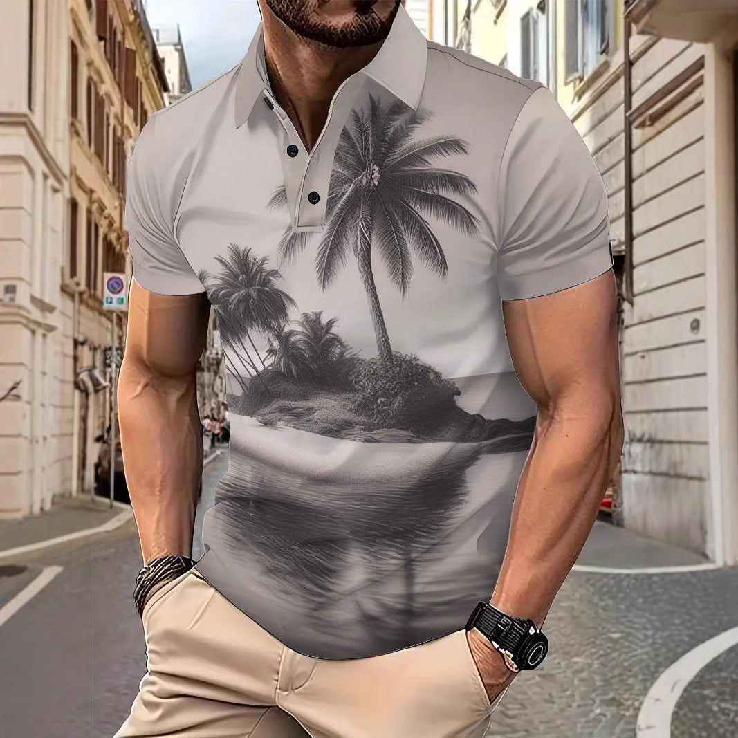 Herren Polohemd Tropisches Motiv Vintage Style - BerlinGlamour