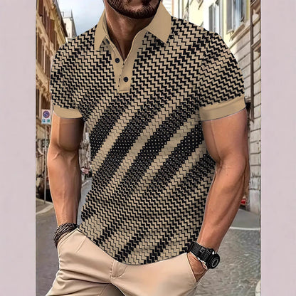Herren Poloshirt Modern Geometrisch Design Berlin Style - BerlinGlamour