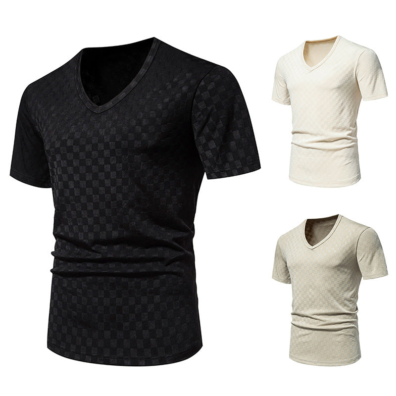 Herren Shirt V-Ausschnitt Strukturiert Modern