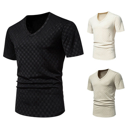 Herren Shirt V-Ausschnitt Strukturiert Modern