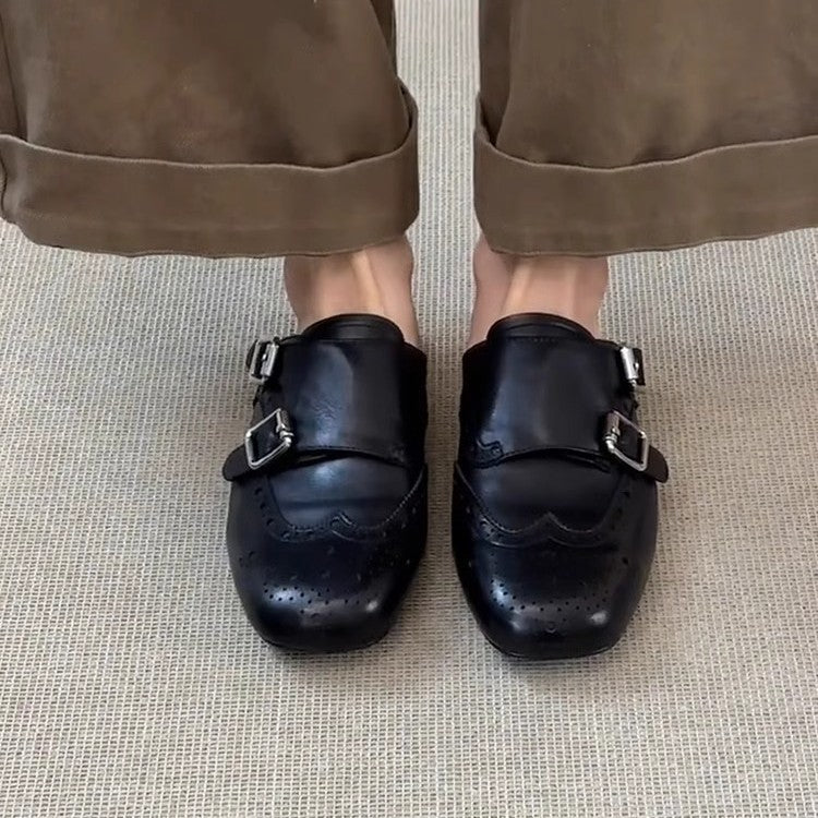 Damen Mokassins Perforiert Dekorativ Schnallen Schuhe
