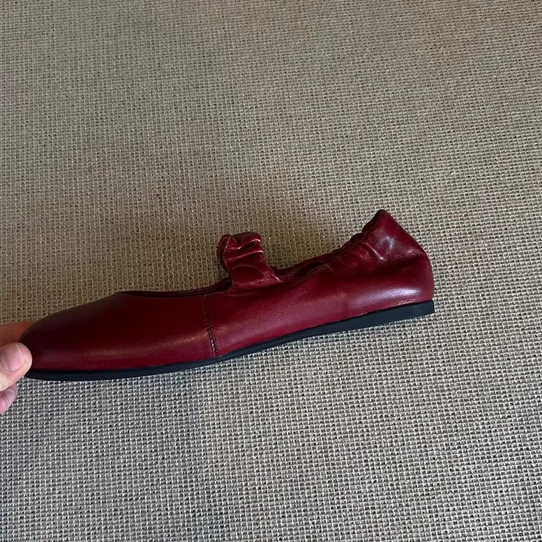 Damen Ballerinas Glänzend Rüschensaum Modern