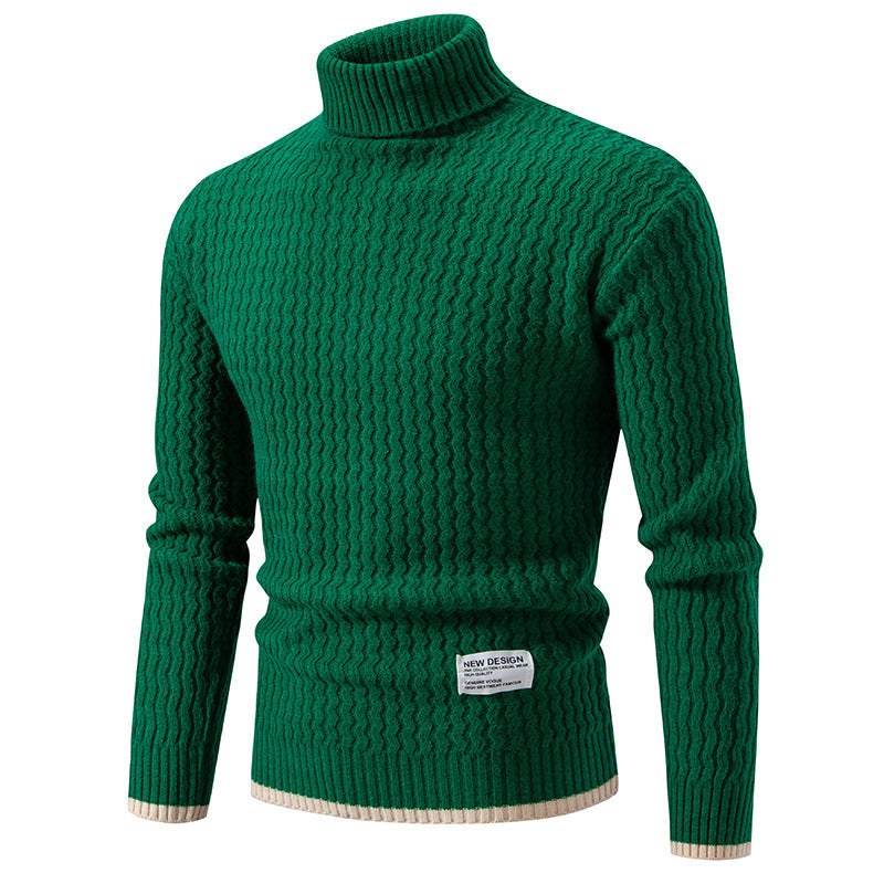 Herren Strickpullover Hochkragen Strukturiert Zopf Muster