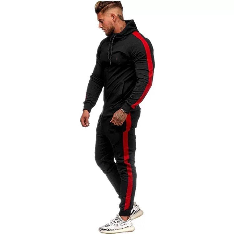 Herren Sport-Hoodie-Set mit Streifen Trendig Grau