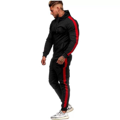 Herren Sport-Hoodie-Set mit Streifen Trendig Grau