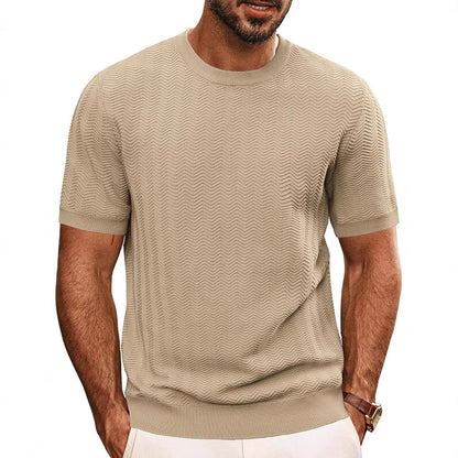 Herren T-Shirt Rundhals Strukturiert Modern